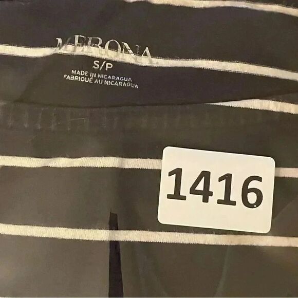 Merona White & Navy Stripes Long Sleeves Women  Crewneck Top SZ SP # 1416 - Picture 3 of 4